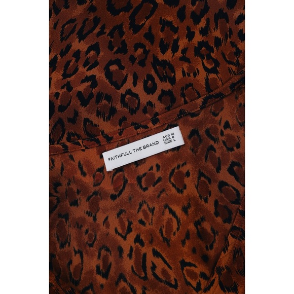 Sz L Faithfull The Brand Farida Mini Dress In Romina Crepe Leopard Print EUC - Picture 4 of 6